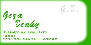 geza deaky business card